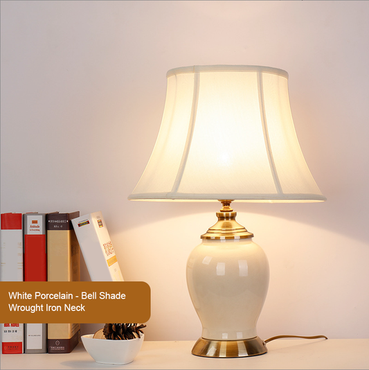 Elegant Handcrafted Ceramic Table Lamp – Bell & Drum Shade Options – Vintage & Modern Fusion