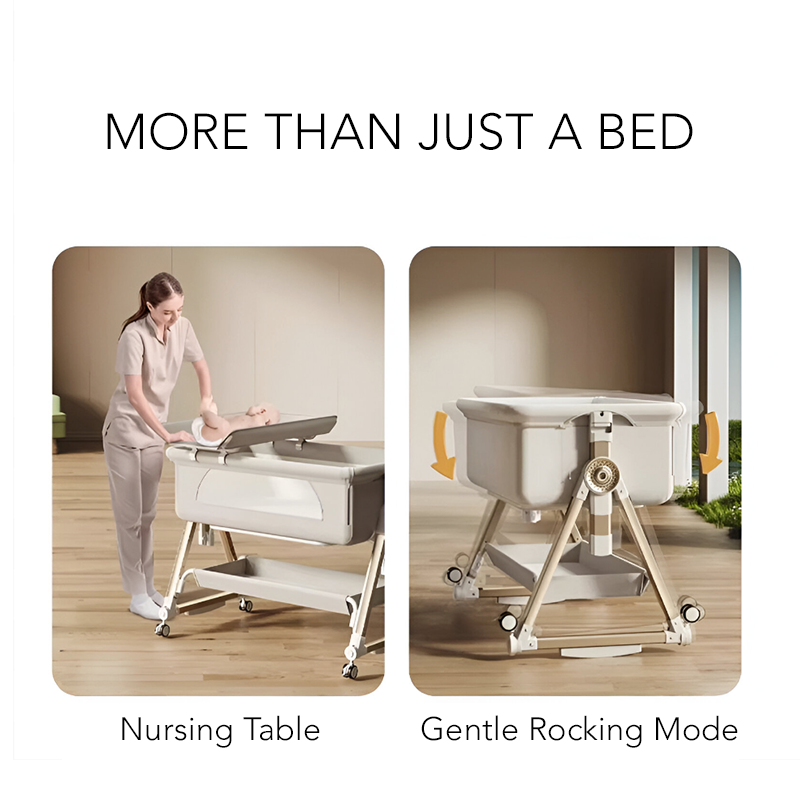 Luxury Pro Baby Bassinet Crib – Bedside Sleeper with Changing Table, Storage Basket & Free Mosquito Net | Adjustable Newborn Rocking Cot