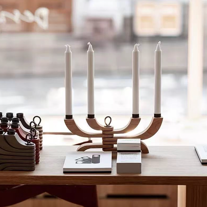 Modern Metal & Solid Wood Candle Holder – Light Luxury Candlestick for Dining Table, Office, Hotel, or Home Decor