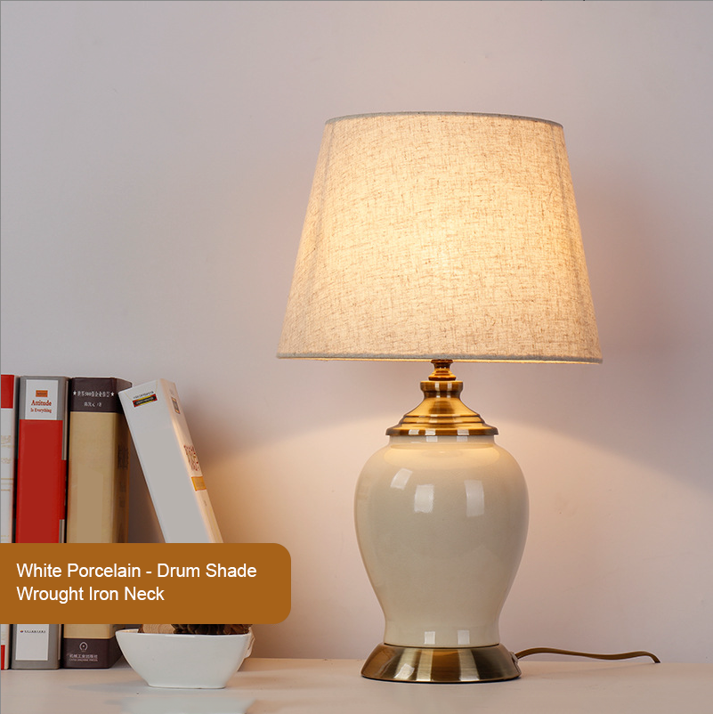 Elegant Handcrafted Ceramic Table Lamp – Bell & Drum Shade Options – Vintage & Modern Fusion