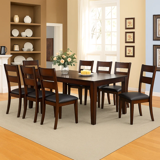 Set of 2 Solid Wood Dining Chairs – Dark Cherry Finish, Transitional Style, Leatherette Cushions, Sturdy Kitchen or Dining Room Furniture