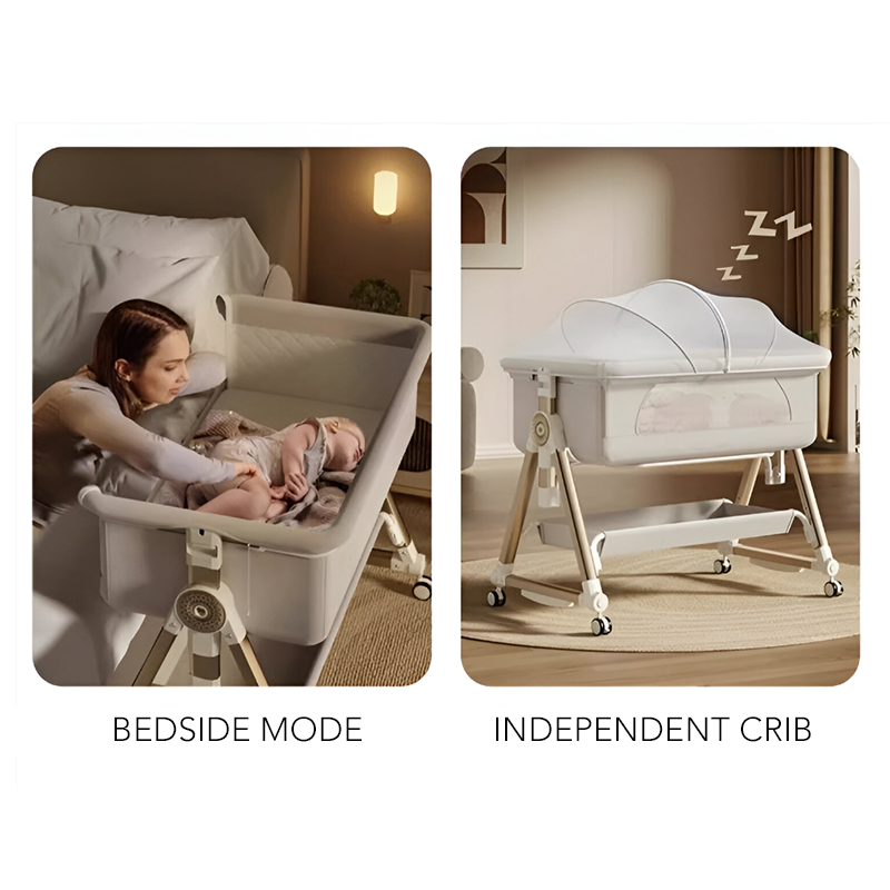 Luxury Pro Baby Bassinet Crib – Bedside Sleeper with Changing Table, Storage Basket & Free Mosquito Net | Adjustable Newborn Rocking Cot