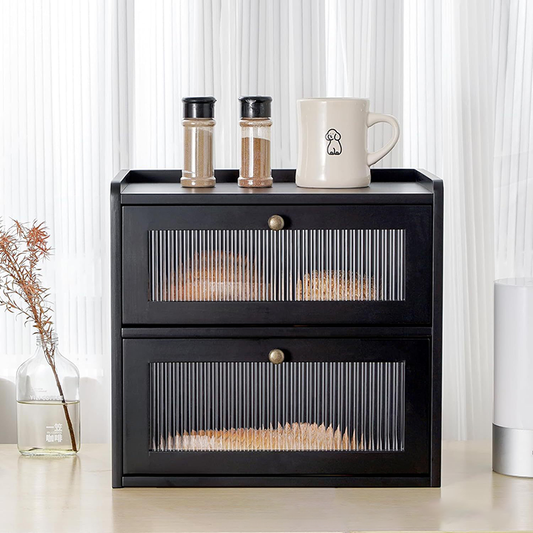 Wooden Bread Storage Box – Double-Layer Organizer for Kitchen