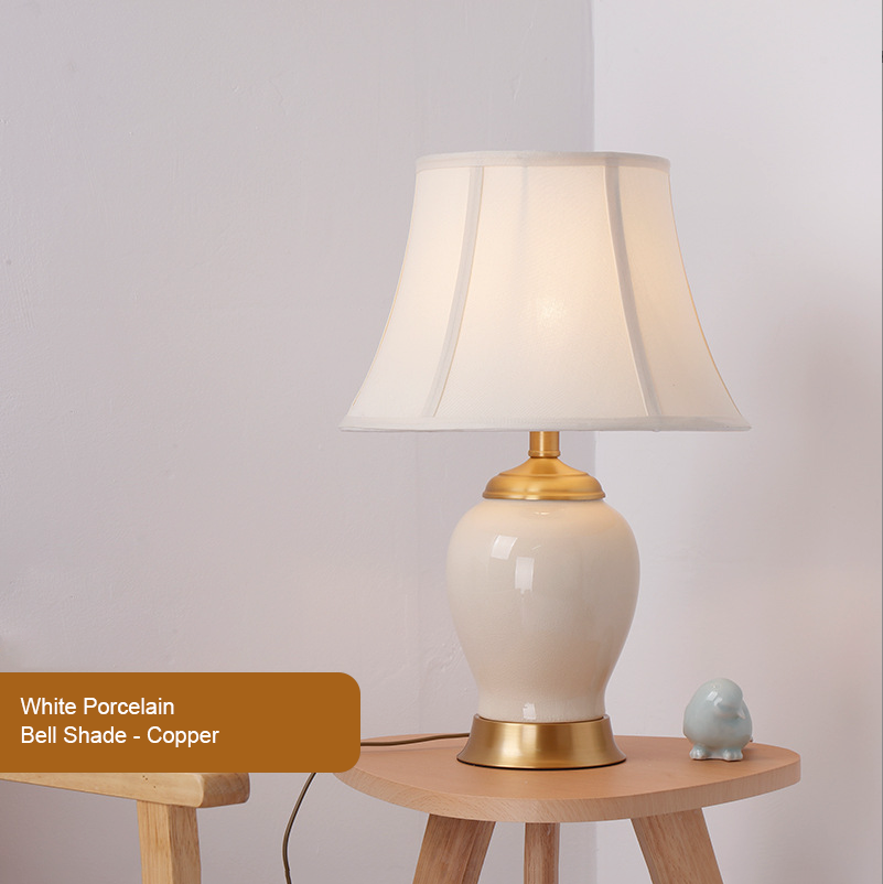 Elegant Handcrafted Ceramic Table Lamp – Bell & Drum Shade Options – Vintage & Modern Fusion