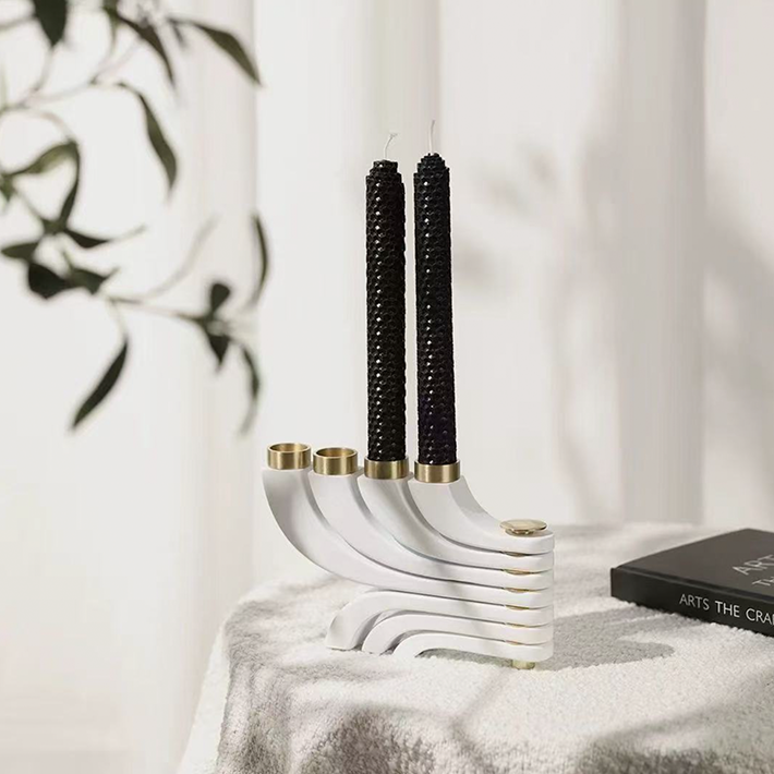 Modern Metal & Solid Wood Candle Holder – Light Luxury Candlestick for Dining Table, Office, Hotel, or Home Decor