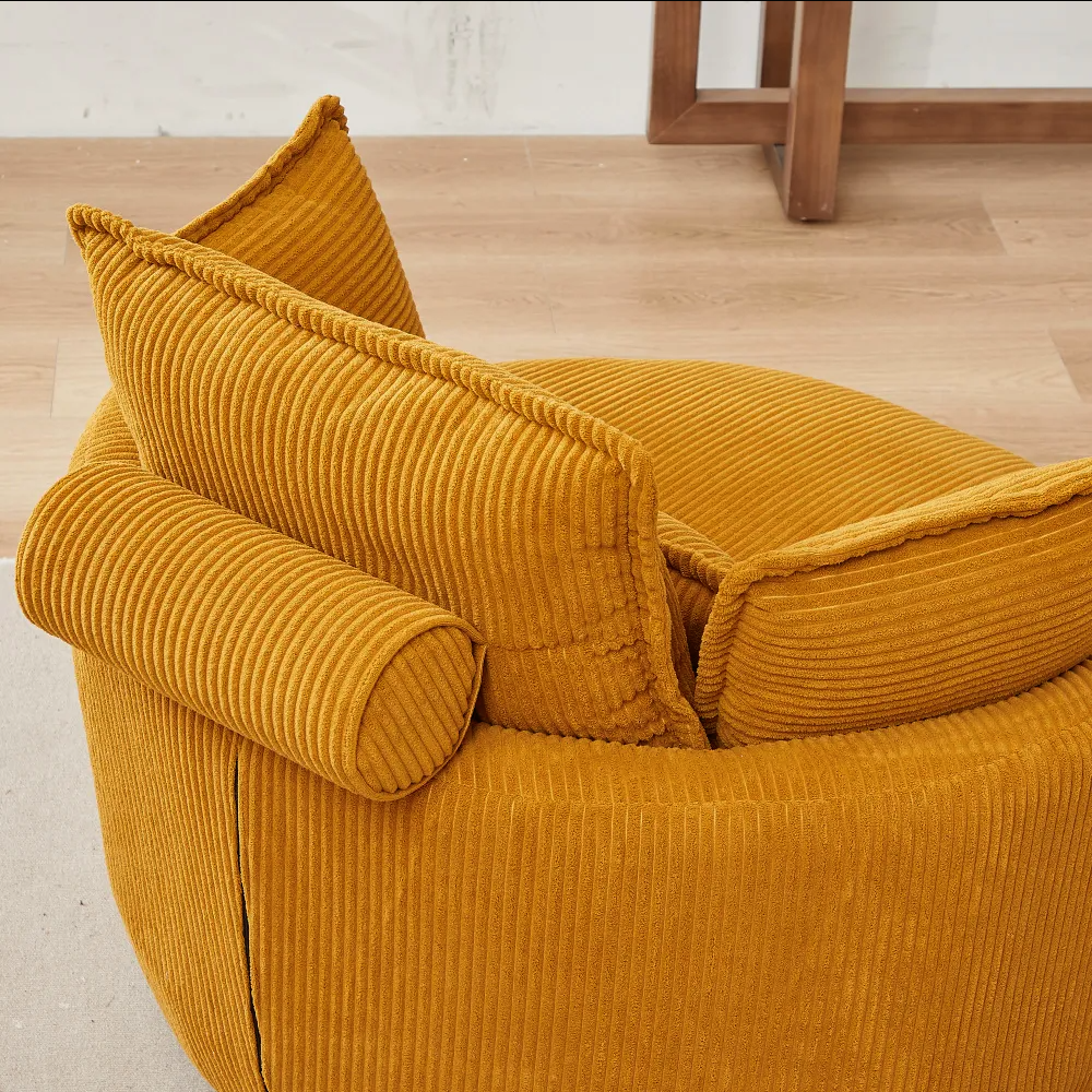 Modern Corduroy Swivel Lounge Chair with Hidden Moon Storage – 5 Color Options