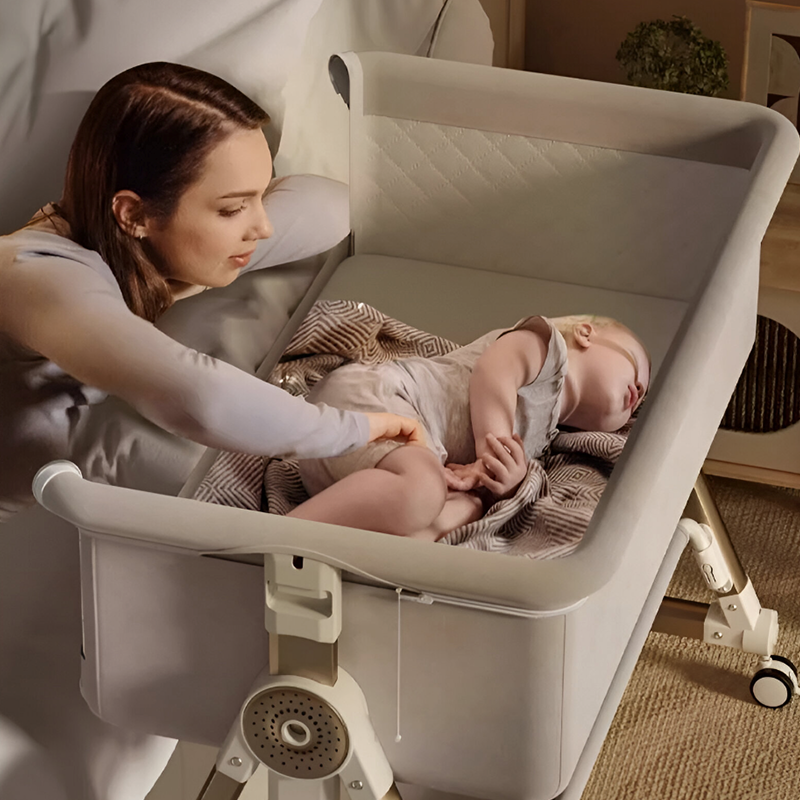 Luxury Pro Baby Bassinet Crib – Bedside Sleeper with Changing Table, Storage Basket & Free Mosquito Net | Adjustable Newborn Rocking Cot