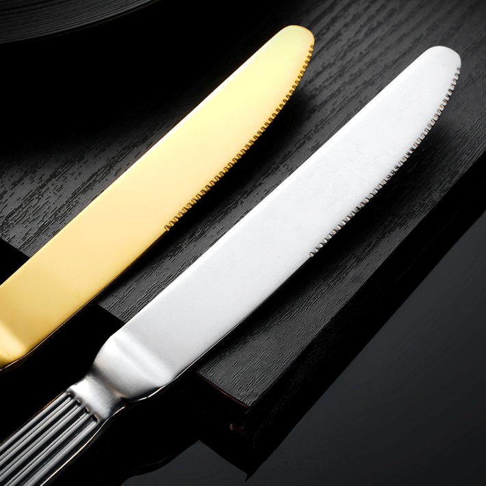 5-Piece Stainless Steel Cutlery Set – Roman Column Design, Luxury Western Knife, Fork & Spoon Set for Steak & Dining