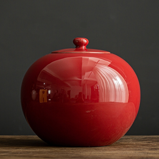 Glazed Ceramic Tea Storage Jar with Sealed Lid – Decorative Tea Canister