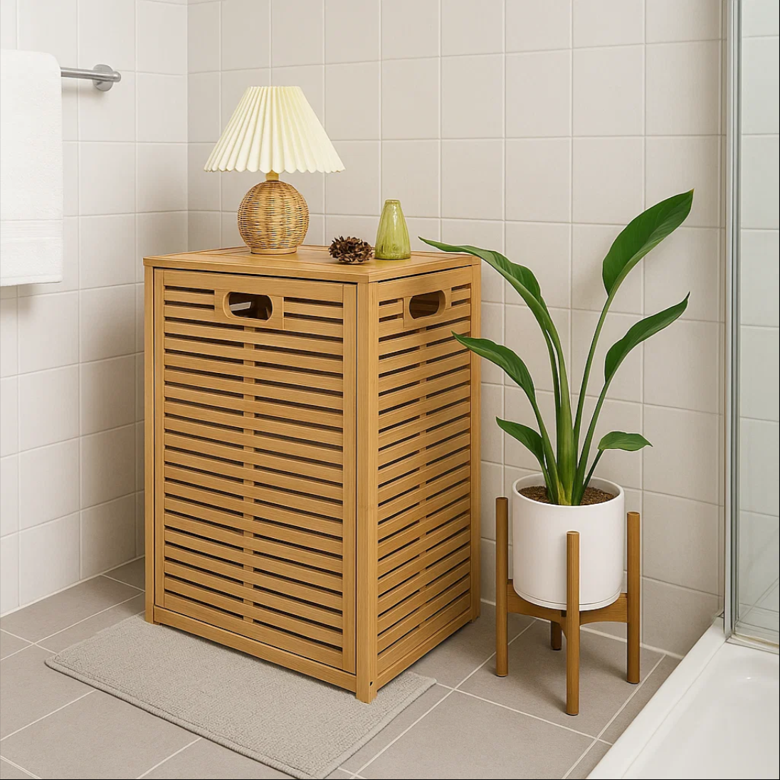 Laundry Storage Cabinet – Multi-Layer Bamboo Basket Organizer
