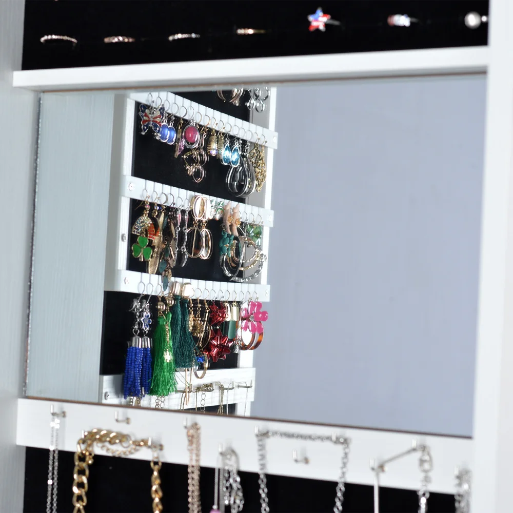 Full Length Mirror Jewelry Cabinet – 360° Swivel Standing Armoire with Storage, Shelves and Lock