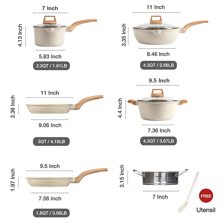 Marble White Non-Stick Cookware Set – Premium Die-Cast Aluminum Pots and Pans