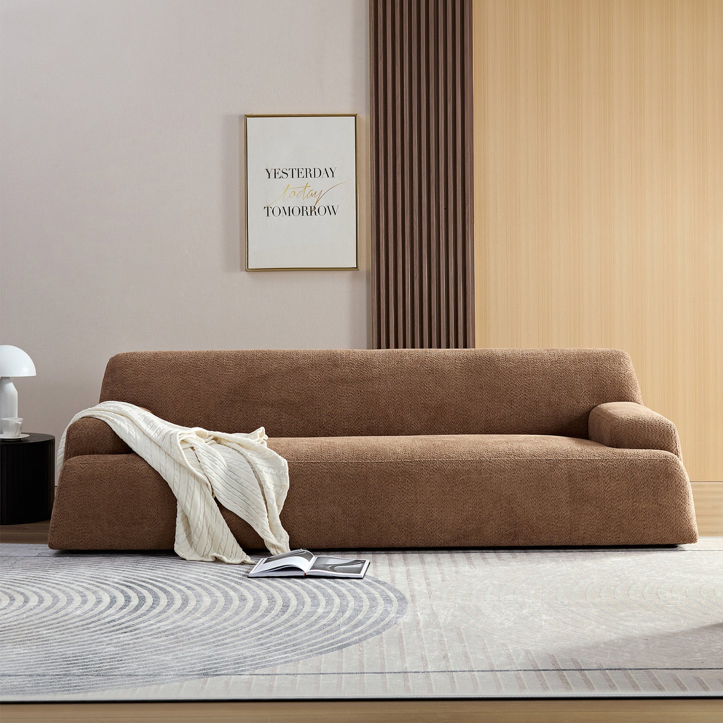 Modern Lamb Wool Fabric 3 Seater Sofa