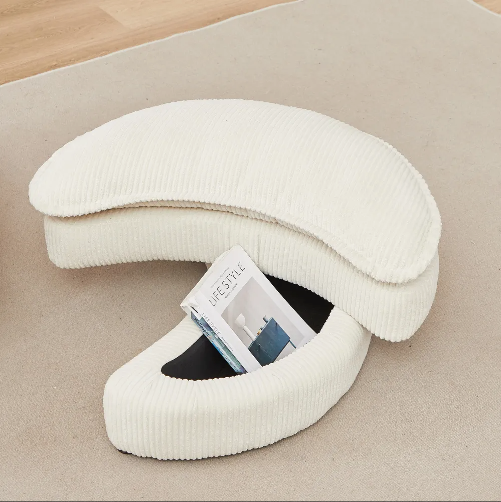 Modern Corduroy Swivel Lounge Chair with Hidden Moon Storage – 5 Color Options