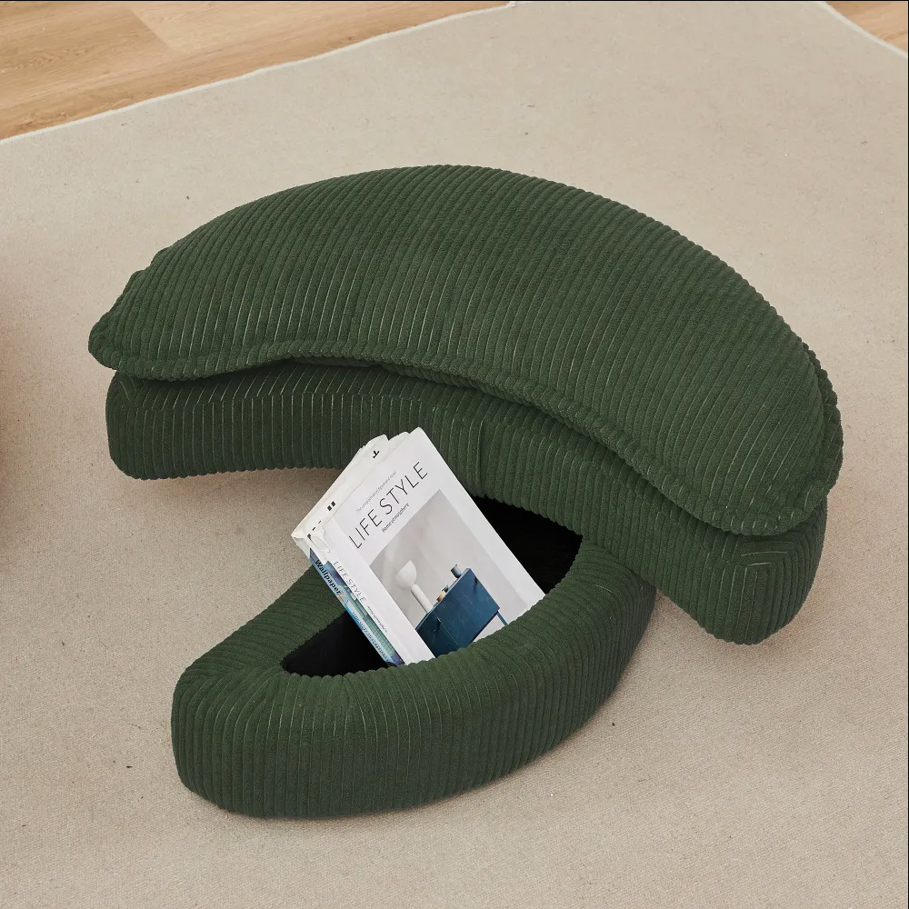 Modern Corduroy Swivel Lounge Chair with Hidden Moon Storage – 5 Color Options