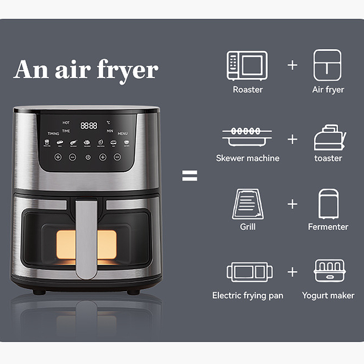 7 Litre Large Capacity Digital Air Fryer – Stainless Steel Basket & LCD Control Panel