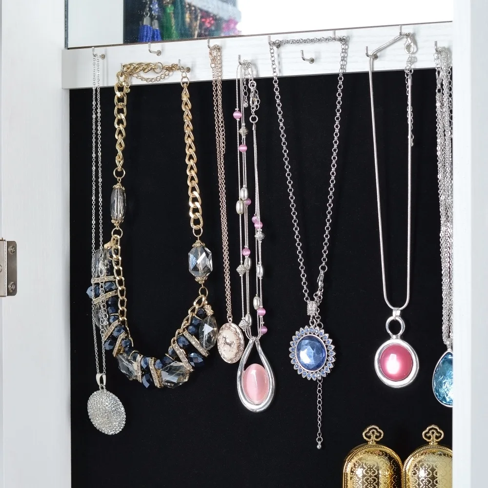 Full Length Mirror Jewelry Cabinet – 360° Swivel Standing Armoire with Storage, Shelves and Lock
