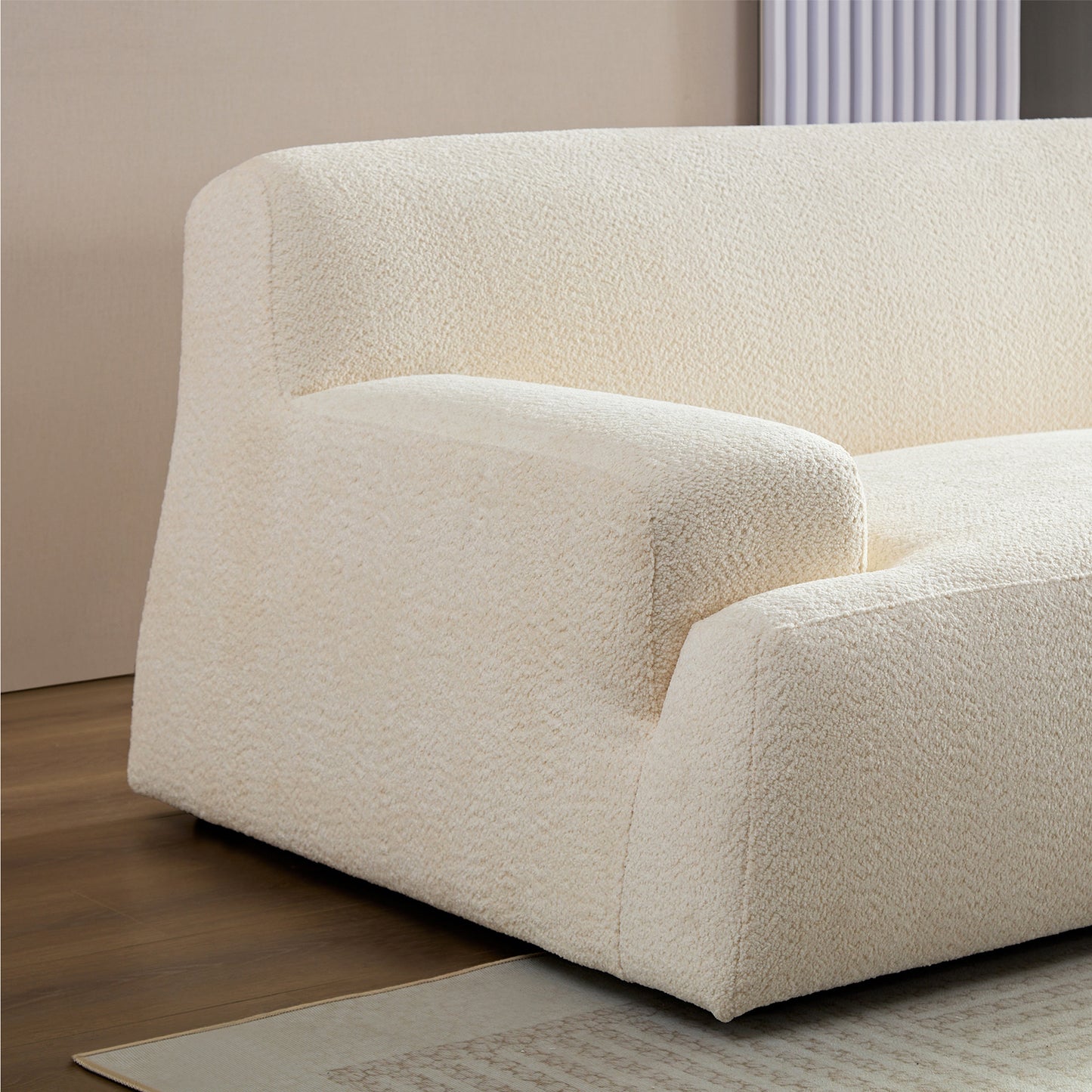 Modern Lamb Wool Fabric 3 Seater Sofa