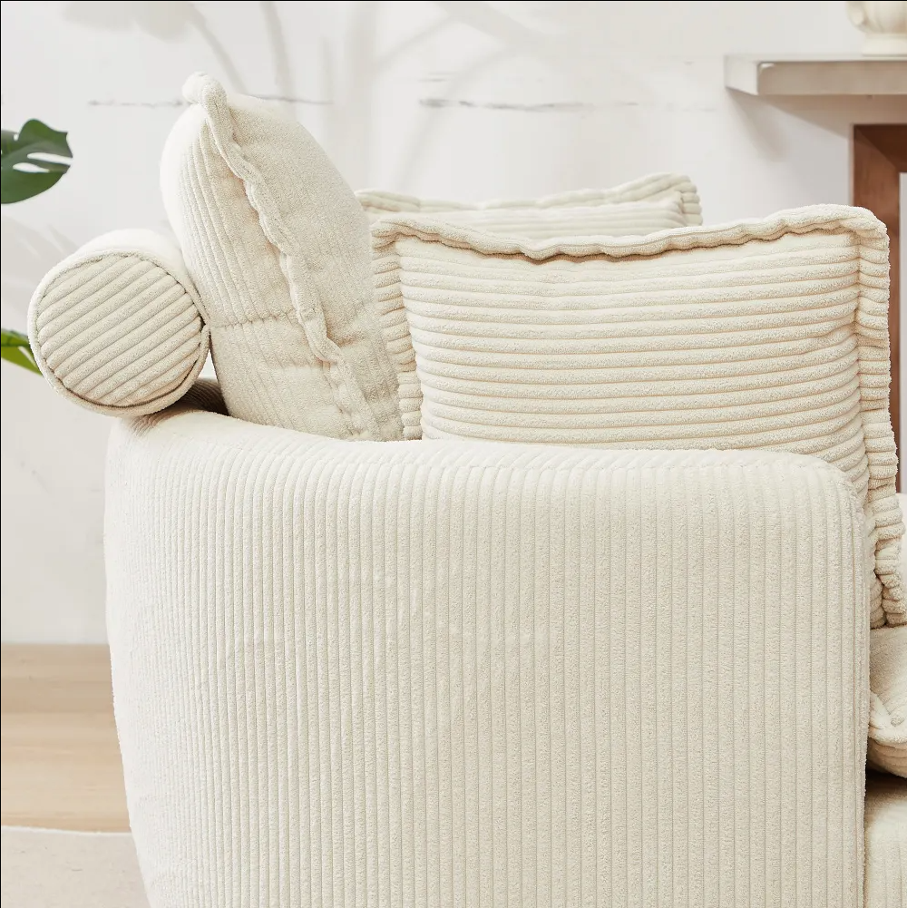 Modern Corduroy Swivel Lounge Chair with Hidden Moon Storage – 5 Color Options