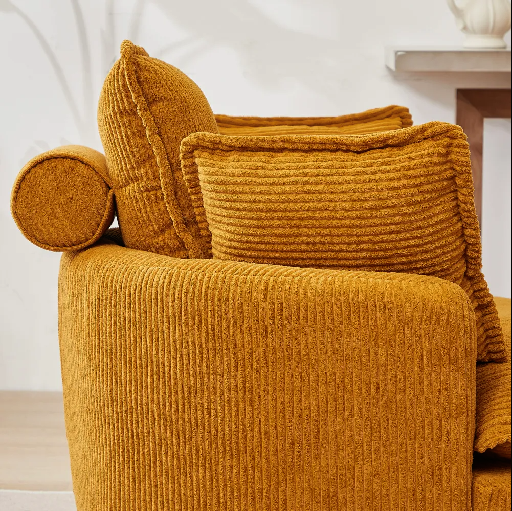Modern Corduroy Swivel Lounge Chair with Hidden Moon Storage – 5 Color Options