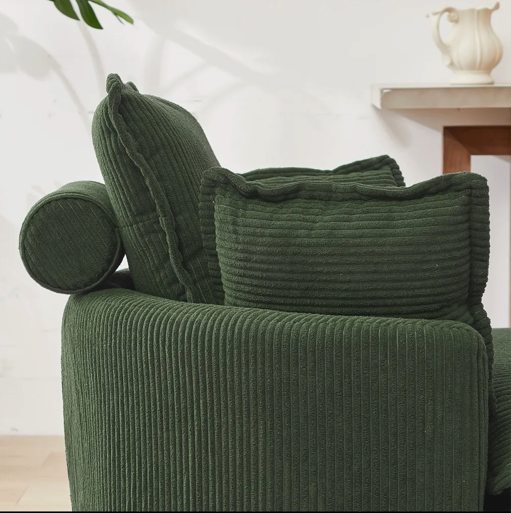 Modern Corduroy Swivel Lounge Chair with Hidden Moon Storage – 5 Color Options