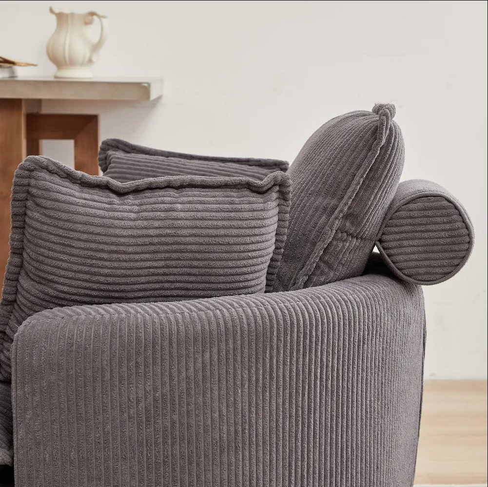 Modern Corduroy Swivel Lounge Chair with Hidden Moon Storage – 5 Color Options