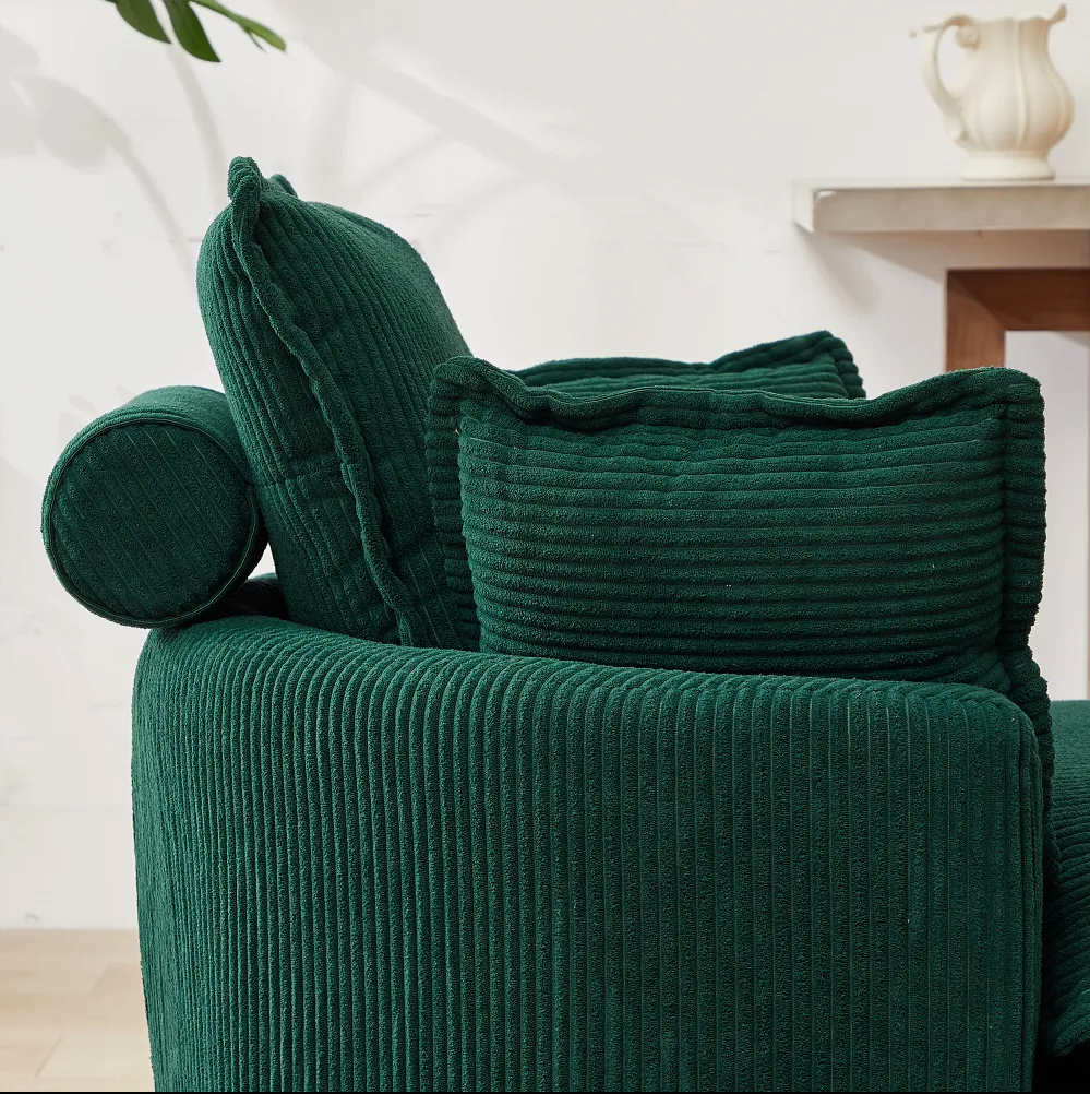 Modern Corduroy Swivel Lounge Chair with Hidden Moon Storage – 5 Color Options