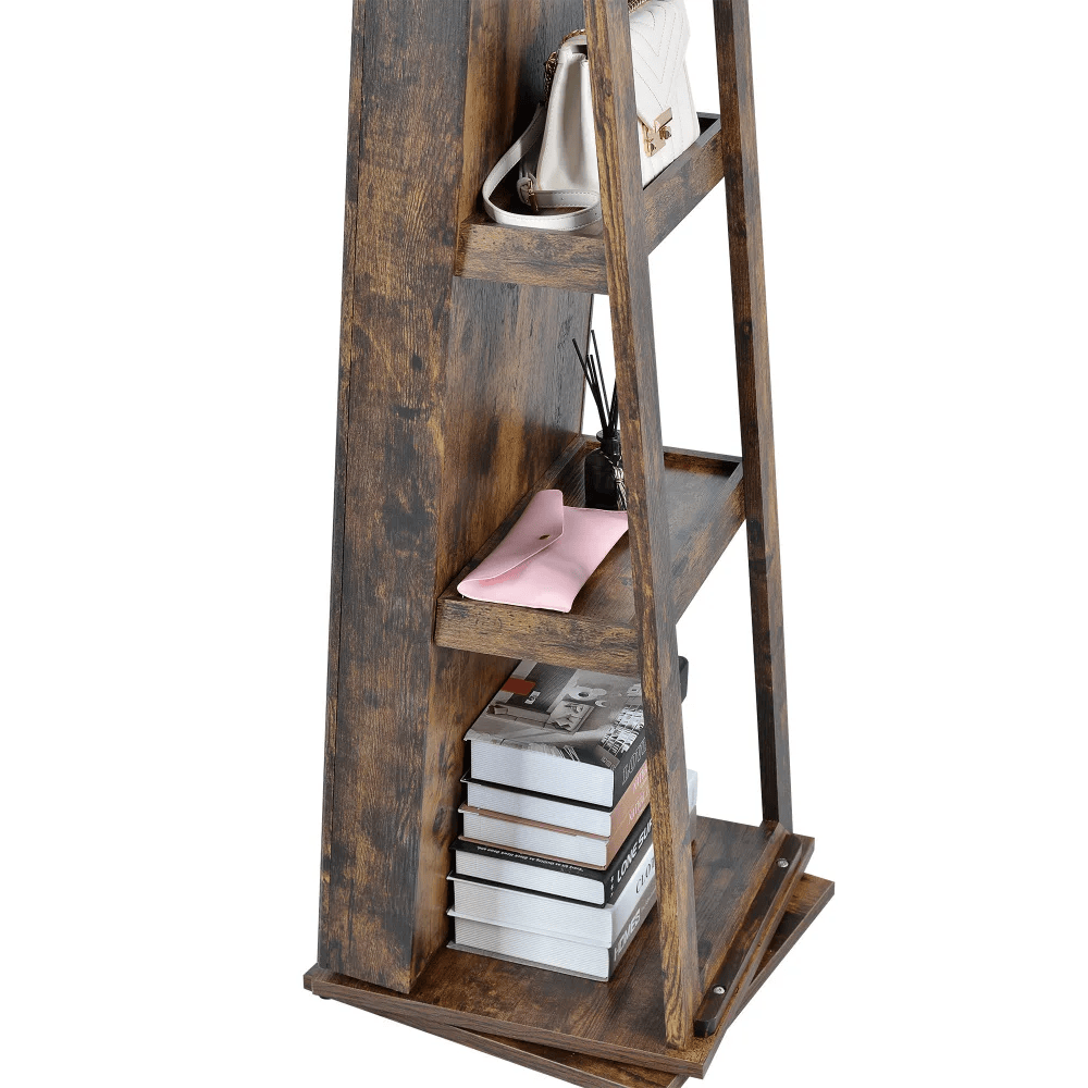 Full Length Mirror Jewelry Cabinet – 360° Swivel Standing Armoire with Storage, Shelves and Lock