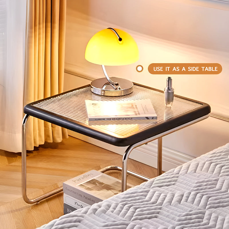 Nordic Nested Coffee Table Set – Solid Wood, Glass and Rattan with Stainless Steel Frame, Modern Antique Style