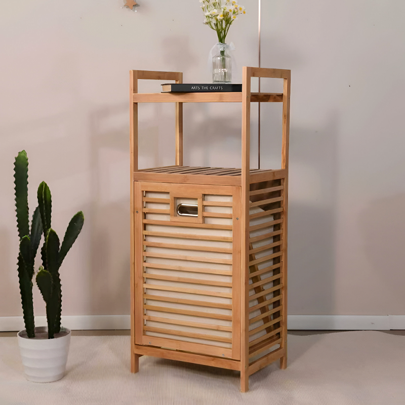 Laundry Storage Cabinet – Multi-Layer Bamboo Basket Organizer
