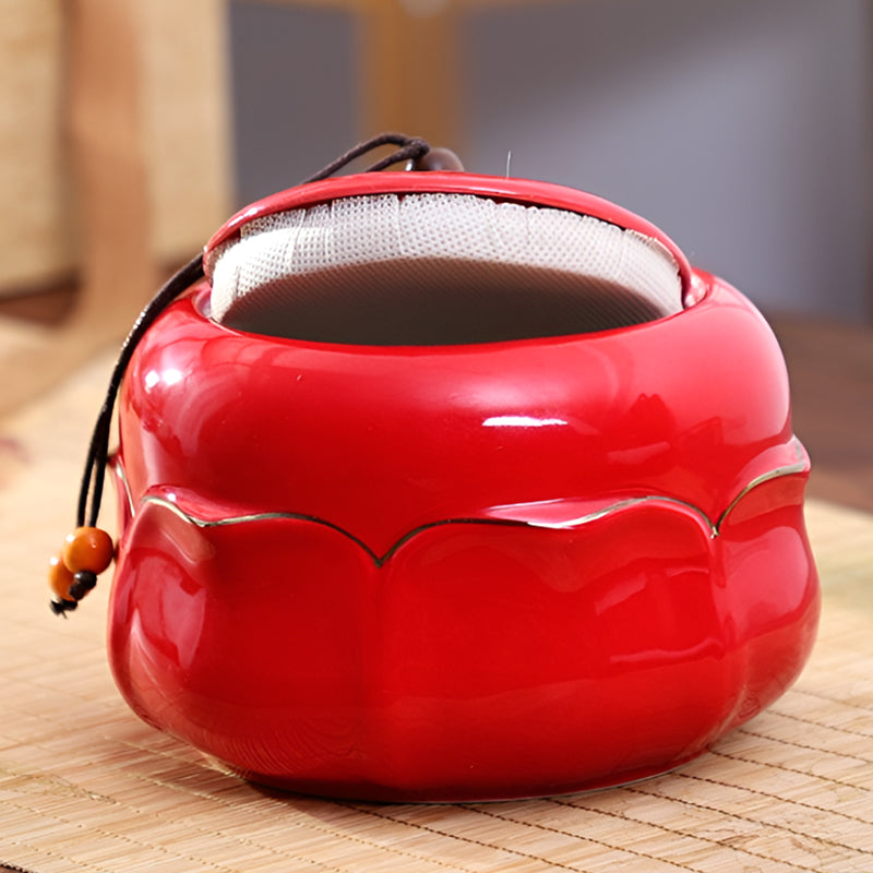 Premium Lotus Tea Canister – Ceramic Airtight Jar with Gift Box