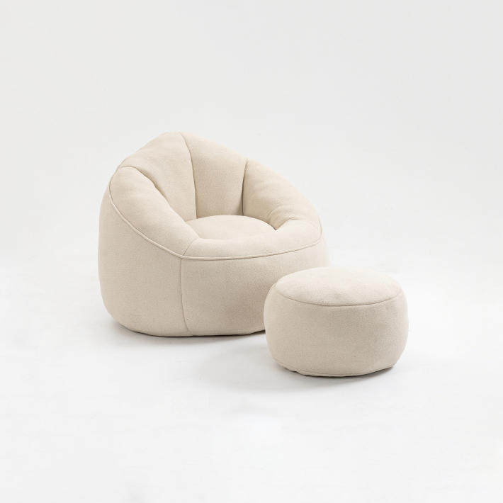 Modern Bean Bag Chair with Footrest – Comfy High-Density Foam Lounge Chair for Bedroom & Living Room