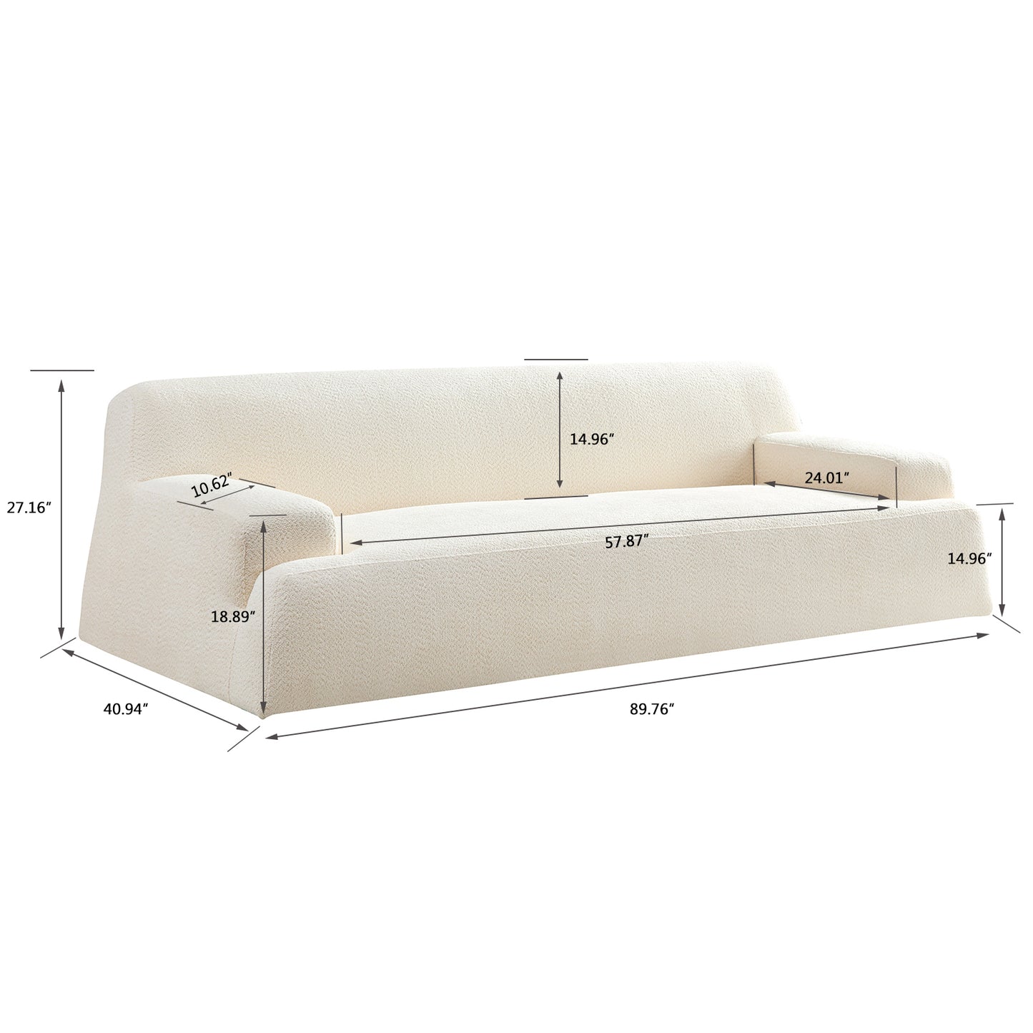Modern Lamb Wool Fabric 3 Seater Sofa
