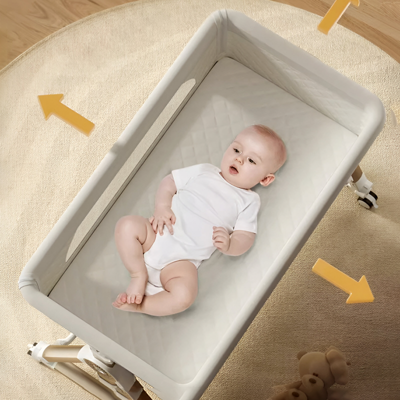 Luxury Pro Baby Bassinet Crib – Bedside Sleeper with Changing Table, Storage Basket & Free Mosquito Net | Adjustable Newborn Rocking Cot