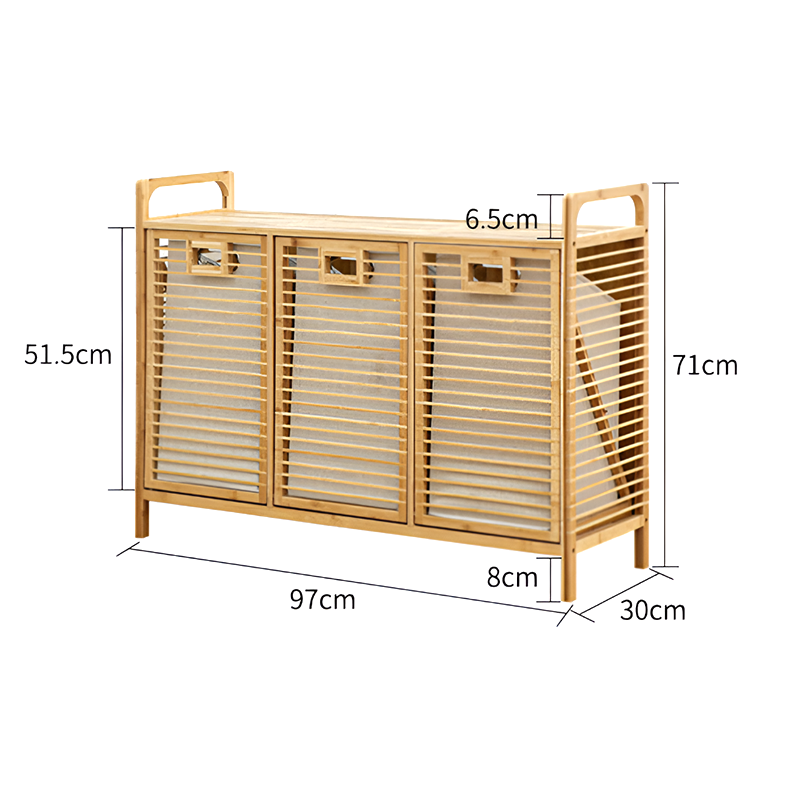 Laundry Storage Cabinet – Multi-Layer Bamboo Basket Organizer