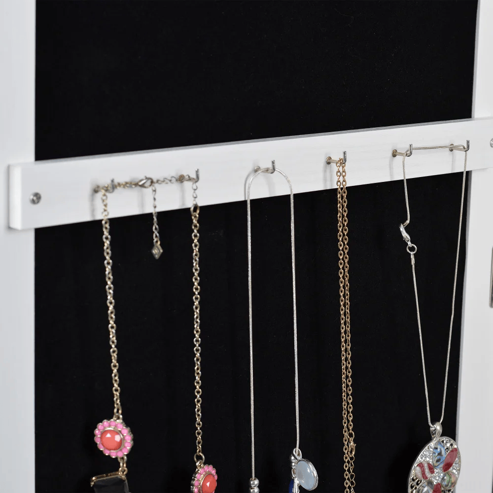 Full Length Mirror Jewelry Cabinet – 360° Swivel Standing Armoire with Storage, Shelves and Lock
