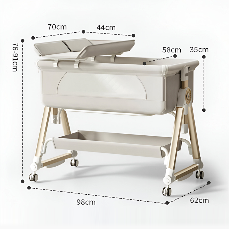 Luxury Pro Baby Bassinet Crib – Bedside Sleeper with Changing Table, Storage Basket & Free Mosquito Net | Adjustable Newborn Rocking Cot