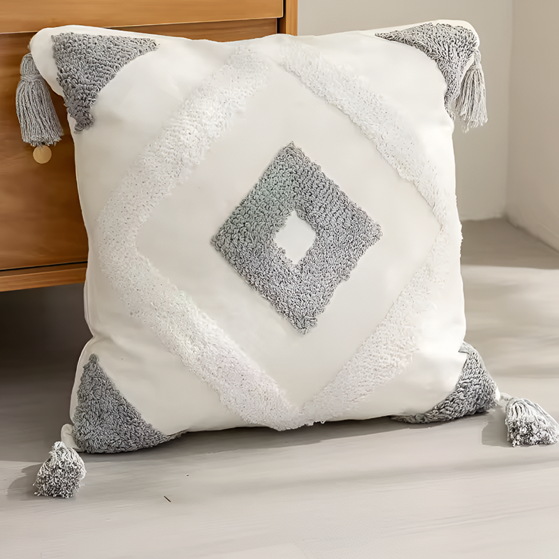 Pure Cotton Nordic Bohemian Pillowcases – Tufted Tassel Cushion Covers for Sofa, Bed & Bay Window