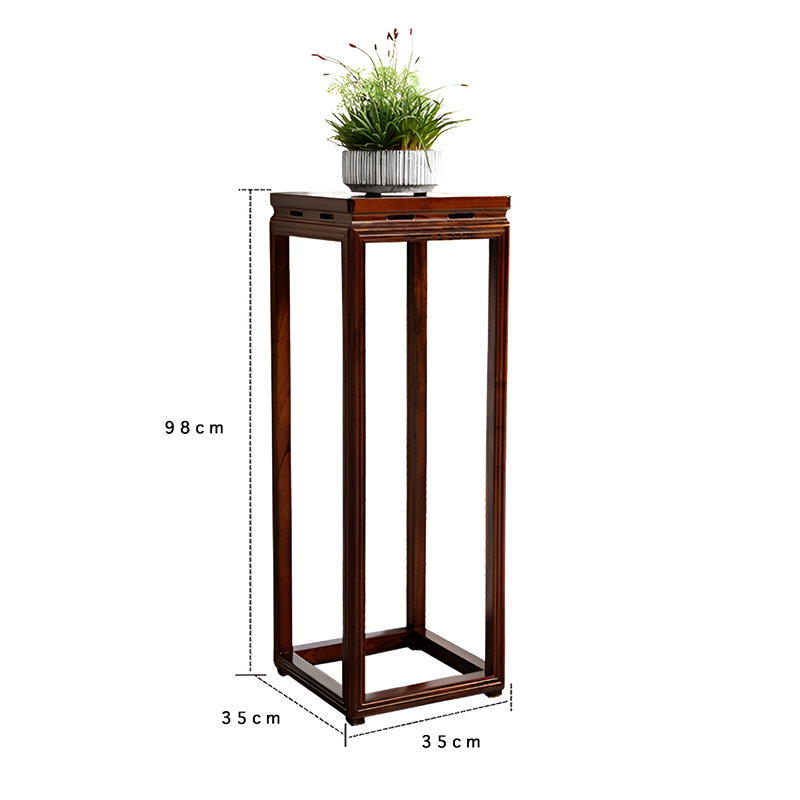 African Black Walnut Entrance Console Table + Pair of Flower Stands – Solid Wood Entryway Table
