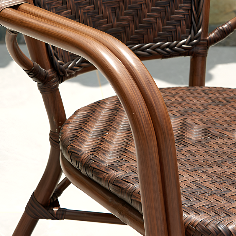 Outdoor Rattan Dining Set – French Island Style Patio Chairs & Waterproof Glass Table