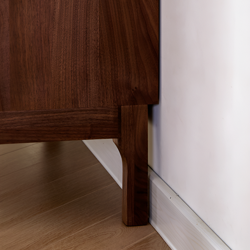 North American Black Walnut Solid Wood Sideboard - Modern Scandinavian Storage Cabinet with Drawers And Glass Door for Living Room