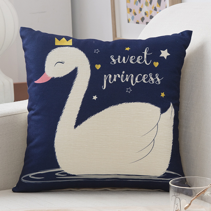 Kids Cartoon Linen Pillow Cover 45x45cm – Soft & Durable
