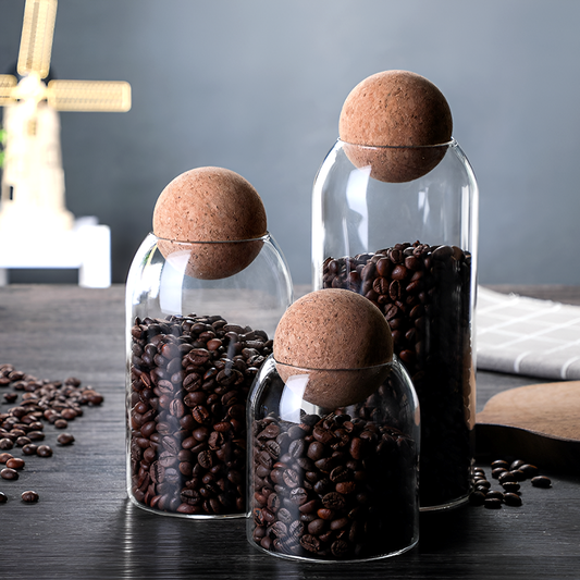 Minimalist Glass Storage Jar Set with Cork Lid (3-Piece Set)