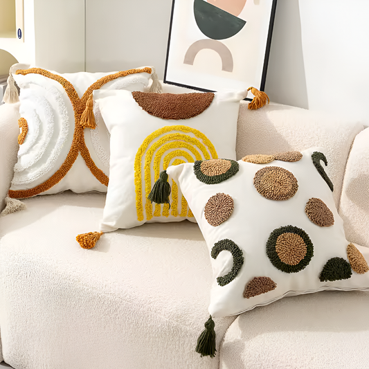 Pure Cotton Nordic Bohemian Pillowcases – Tufted Tassel Cushion Covers for Sofa, Bed & Bay Window