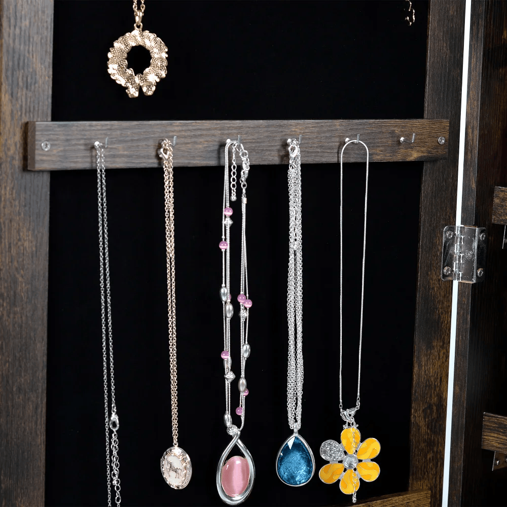 Full Length Mirror Jewelry Cabinet – 360° Swivel Standing Armoire with Storage, Shelves and Lock