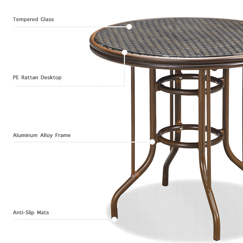 Outdoor Rattan Dining Set – French Island Style Patio Chairs & Waterproof Glass Table