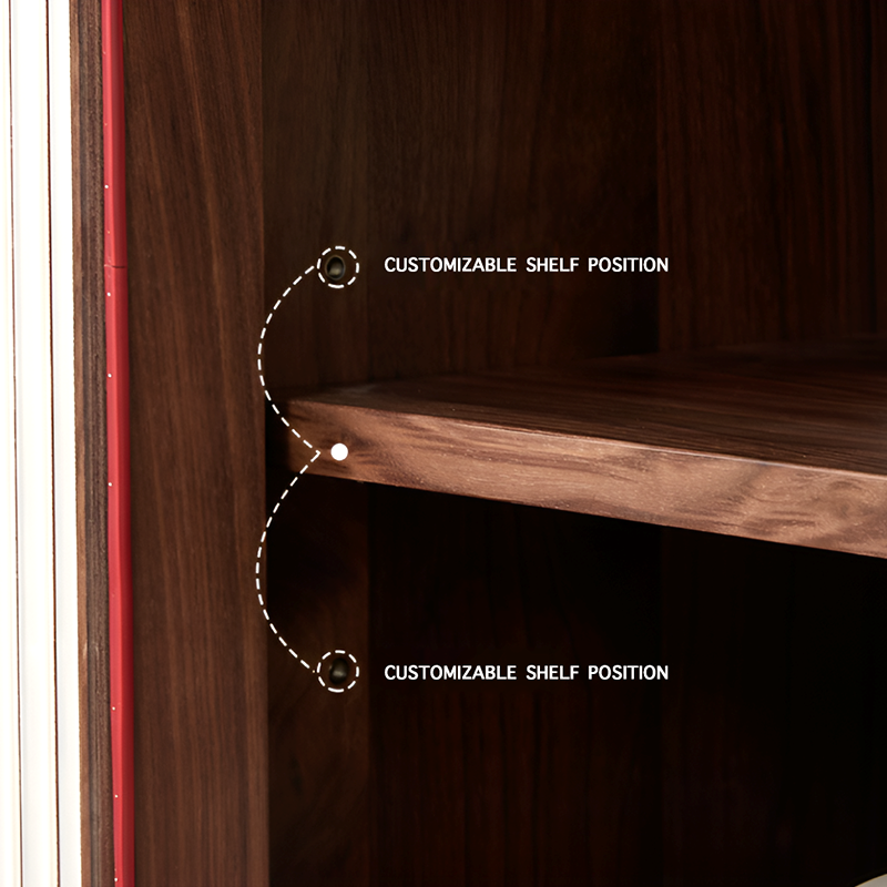 North American Black Walnut Solid Wood Sideboard - Modern Scandinavian Storage Cabinet with Drawers And Glass Door for Living Room