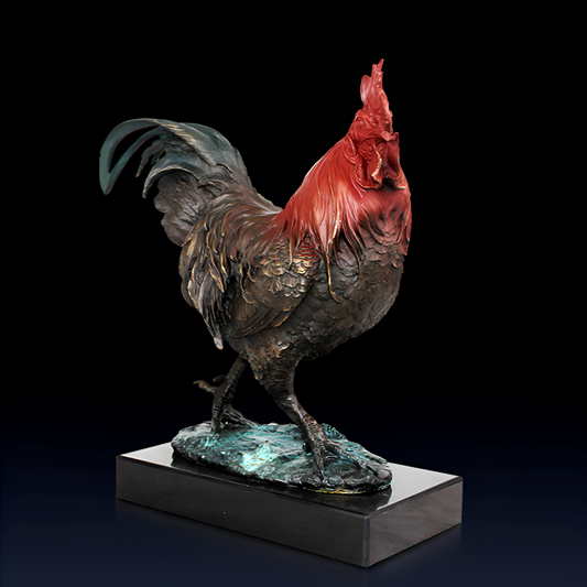Copper Rooster Sculpture – Handcrafted Brass Rooster Figurine for Home And Office Décor