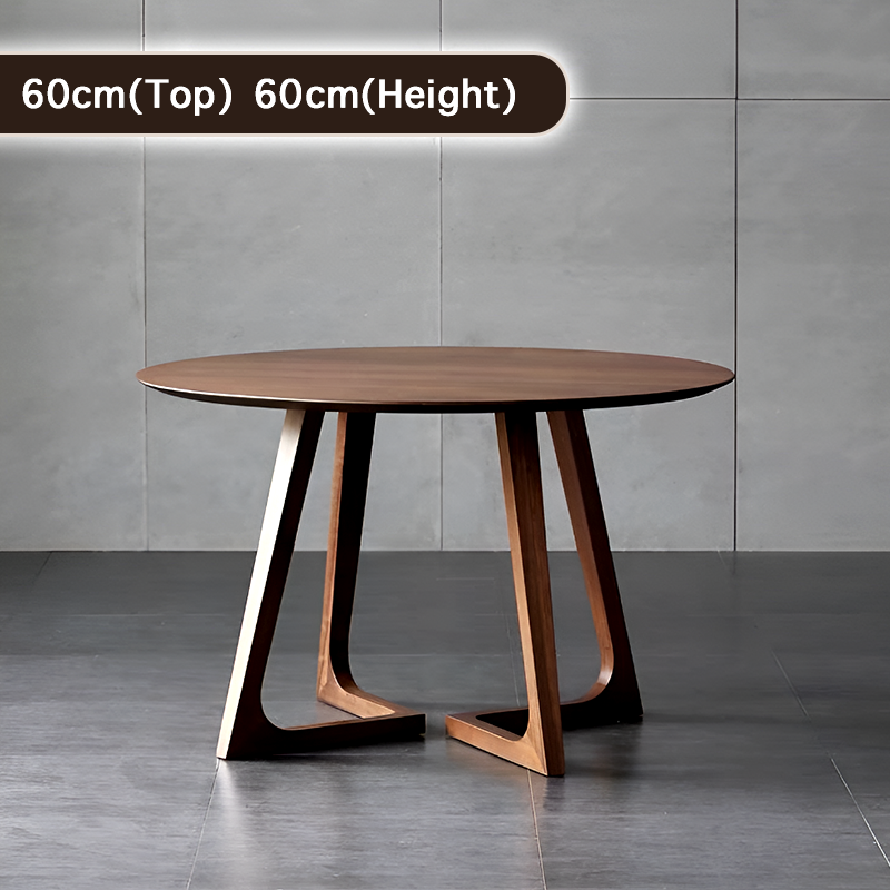 Solid Wood Round Dining Table – Walnut Finish, Modern Japanese Nordic Style