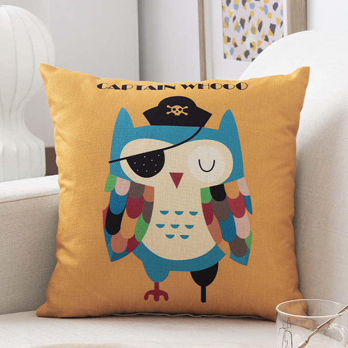 Kids Cartoon Linen Pillow Cover 45x45cm – Soft & Durable